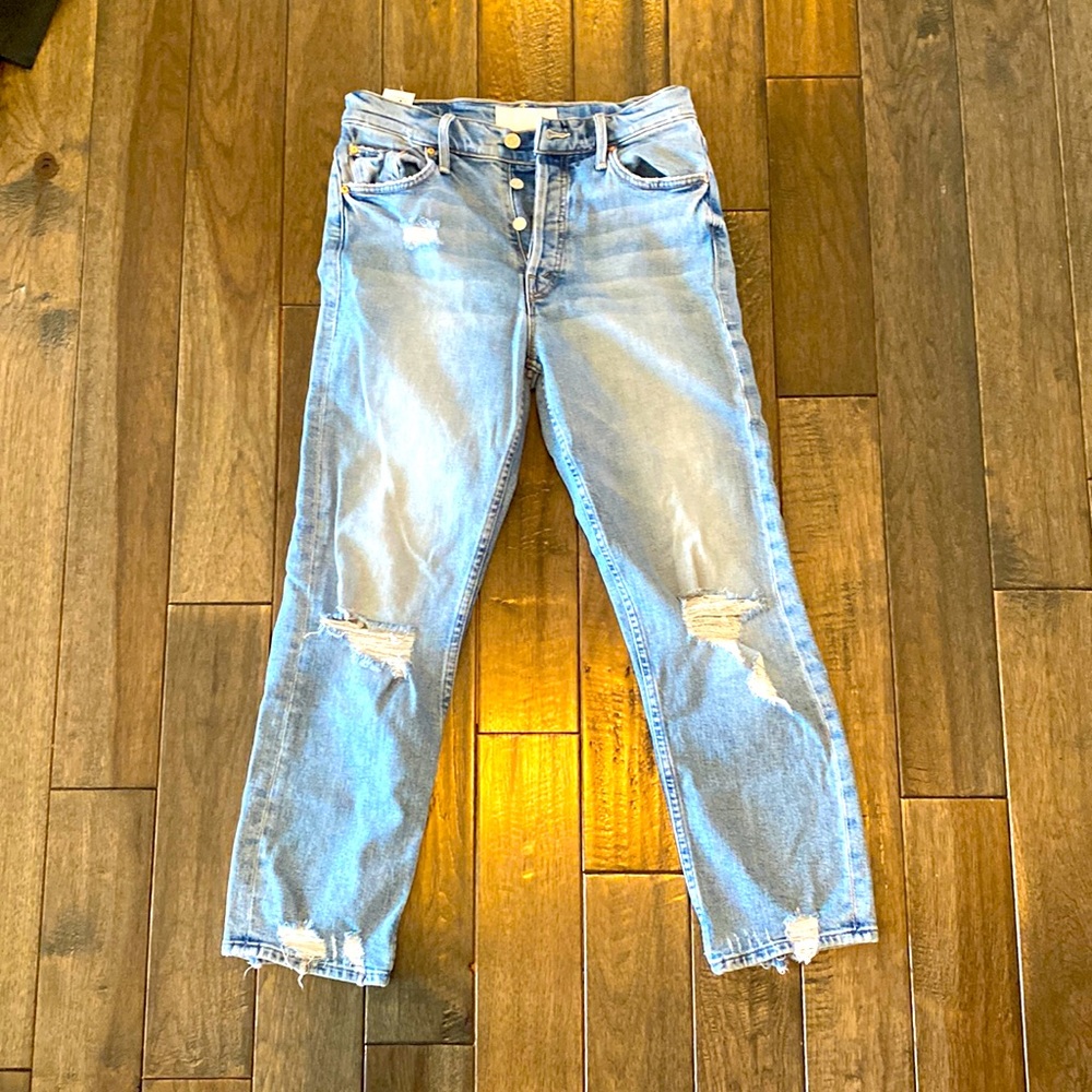 MOTHER Light Blue Cropped Jeans